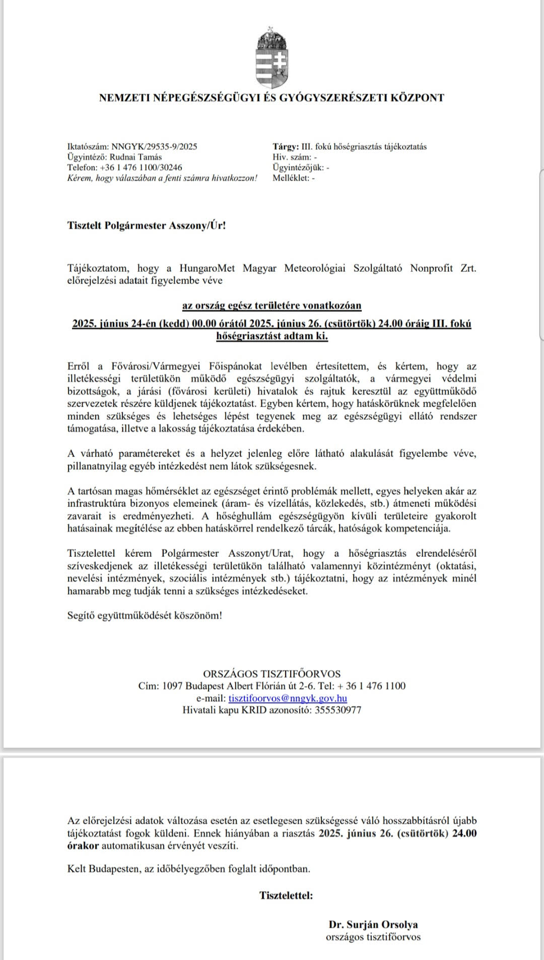 HŐSÉGRIASZTÁS